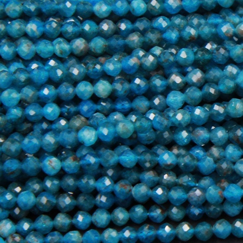A Grade Micro Faceted Tiny Small Natural Blue Apatite Round Beads 3mm 4mm Faceted Round Beads Laser Diamond Cut Gemstone 16" Strand