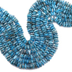 Rough Raw Natural Apatite Beads Center Drilled Heishi Disc Rondelle Hand Hammered Natural Teal Blue Gemstone  16" Strand