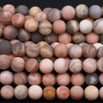 A Grade Natural Peach Gray Moonstone Matte 8mm Matte 10mm Round Beads Matte Sunstone 8mm Matte Sunstone 10mm 16" Strand