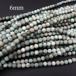 Natural African Green Opal 4mm Round Matte Beads, 6mm Round Matte Beads, 8mm Round Matte Finish Beads 16" Strand