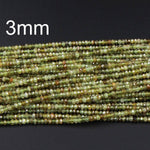 Micro Faceted Natural Green Garnet Faceted Rondelle 3mm 4mm 5mm Diamond Cut Gemstone Beads 16" Strand