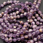 Natural Phantom Amethyst Round Beads 7mm 8mm Powerful Healing Stone Rock Phamton Lodalite Matrix Beads 16" Strand