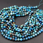 Natural Chrysocolla Beads 4mm 6mm 8mm Round Beads Real Natural Blue Green Chrysocolla Gemstone 16" Strand