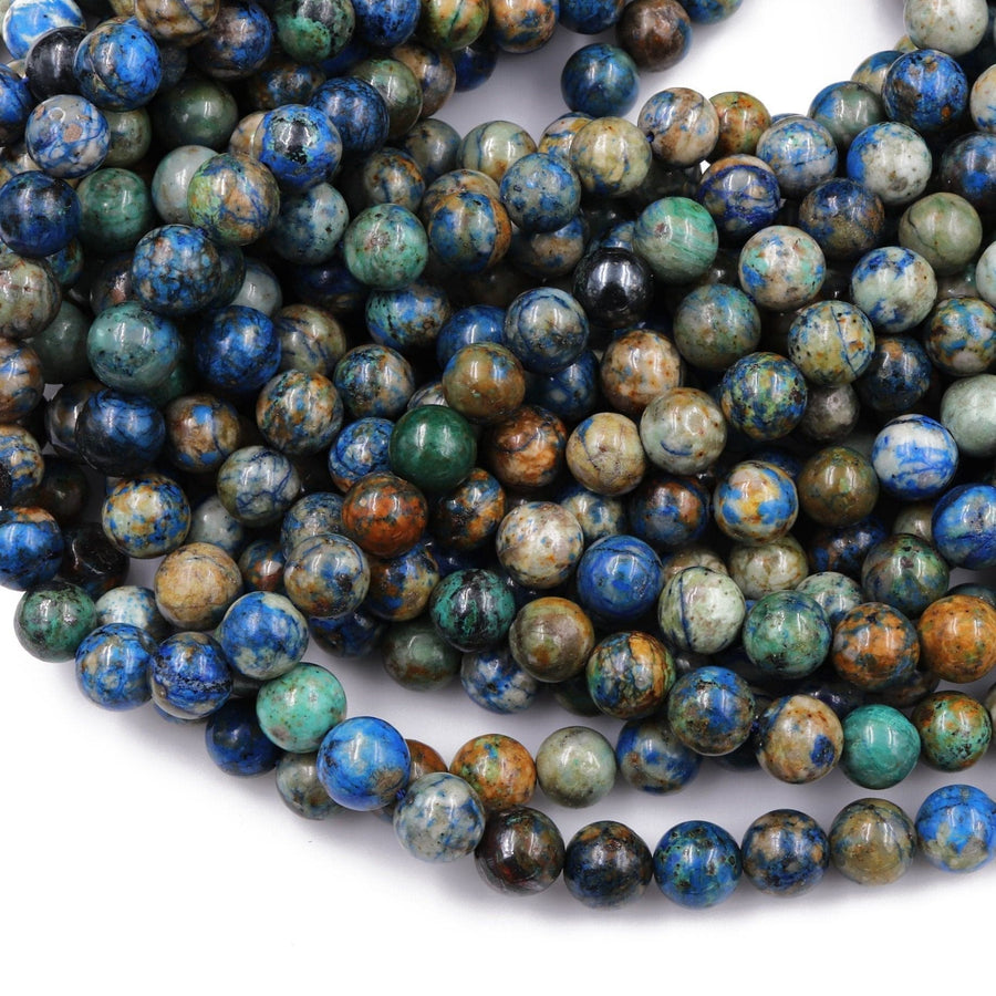 AzuriteBeads 4mm 5mm 6mm 7mm 8mm 9mm 10mm Rare Energy Stone Genuine Real 100% Natural Blue Lightening Azurite Beads 16" Strand