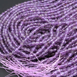 Micro Faceted Natural Violet Purple Amethyst Round Beads 2mm Faceted 3mm Faceted 4mm Faceted Round Beads Purple Gemstone 16" Strand