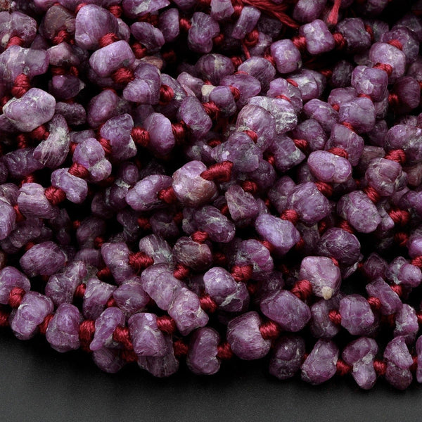 Natural Rough Ruby Nugget Raw Ruby Beads Organic Genuine Ruby Gemstone Rounded Nugget 17" Strand