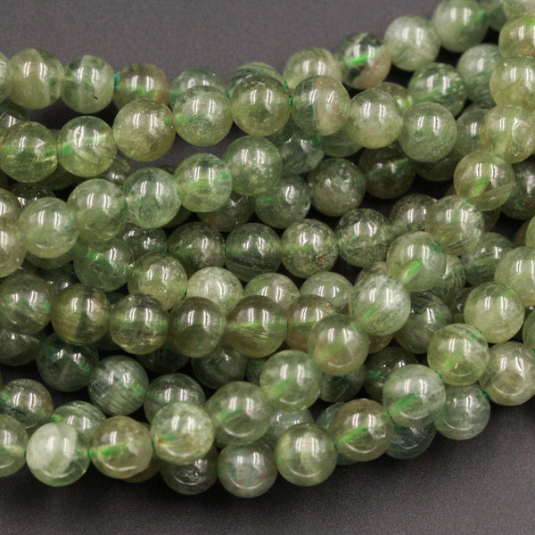 Natural Green Garnet Round Beads 4mm Round 6mm Round 7mm Round Beads Full 16" Strand