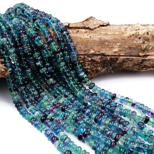 AAA Super Clear Natural Fluorite Rondelle Beads 6mm 8mm Intense Purple Green Blue Gemstone Beads 16" Strand