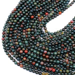 Real Genuine Bloodstone 4mm 6mm 8mm Round Beads Superior Quality~  100% Natural Bloodstone Full 16" Strand