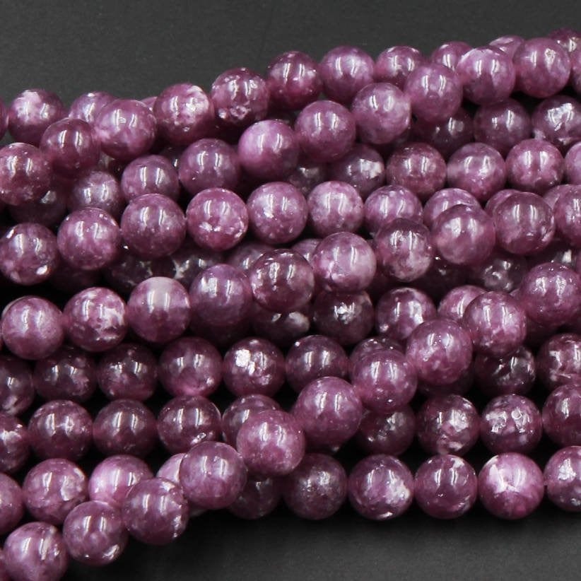 AAA Grade Natural Maroon Purple Lepidolite 4mm 6mm 8mm 10mm Round Beads High Quality 100% Natural Lepidolite Gemstone Full 16" Strand