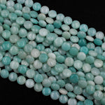 Natural Blue Amazonite 10mm Coin Round Beads Stunning Soft Sea Blue Green Stone High Quality Good For Earrings 16" Strand