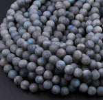 A Grade Matte Natural Labradorite 4mm 6mm 8mm 10mm 12mm Matte Round Beads Blue Flashes 16" Strand
