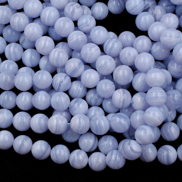 AAA Natural Blue Lace Agate Beads 6mm 8mm 10mm Round Beads 16" Strand