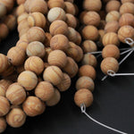 Natural Wooden Jasper Matte 6mm 8mm 10mm Round Beads Yellow Brown Earthy Natural Picture Landscape Brown Jasper 16" Strand