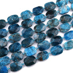 Natural Blue Apatite Faceted Rectangle Cushion Pillow Nugget Beads Hexagon Octagon Teal Blue Gemstone Unique Gem Cut 16" Strand