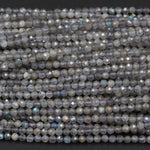 Micro Faceted Natural Labradorite 2.5mm Round Beads 2mm 3mm Faceted Round Beads 16" Strand