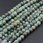 Large Hole Beads Natural African Turquoise 8mm Matte Round Beads 10mm Matte Round Beads Big 2.5mm Hole 8" Strand