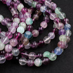 Large Natural Rainbow Fluorite 10mm Round Beads Smooth Polished Colorful Purple Green Blue Fluorite Gemstone Beads 16" Strand