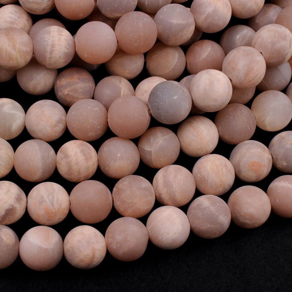 Matte Natural Peach Moonstone 14mm Round Beads Large Round Sphere A Grade Natural Gemstone 16" Strand