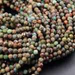 Natural Turquoise 4mm Faceted Round Beads Real Genuine Natural Brown Green Turquoise Micro Faceted Laser Diamond Cut 16" Strand