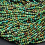 Natural Turquoise Tiny Small 2mm 3mm Faceted Round Beads Real Genuine Natural Brown Green Turquoise Micro Faceted Cut 16" Strand
