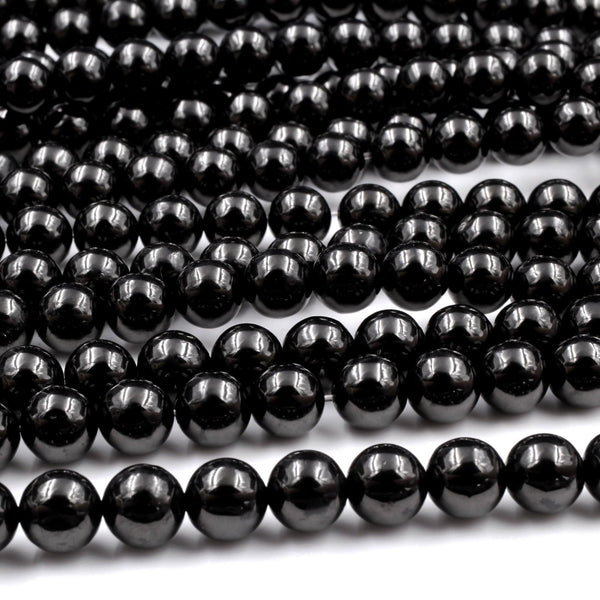 Genuine Real Natural Jet 4mm 6mm 8mm 10mm Round Beads AAA Quality Natural Black Gemstones 16" Strand