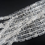 Natural Rock Crystal Quartz Beads Faceted Tube Cut 14mm Nugget Prestine White Beads 16" Strand