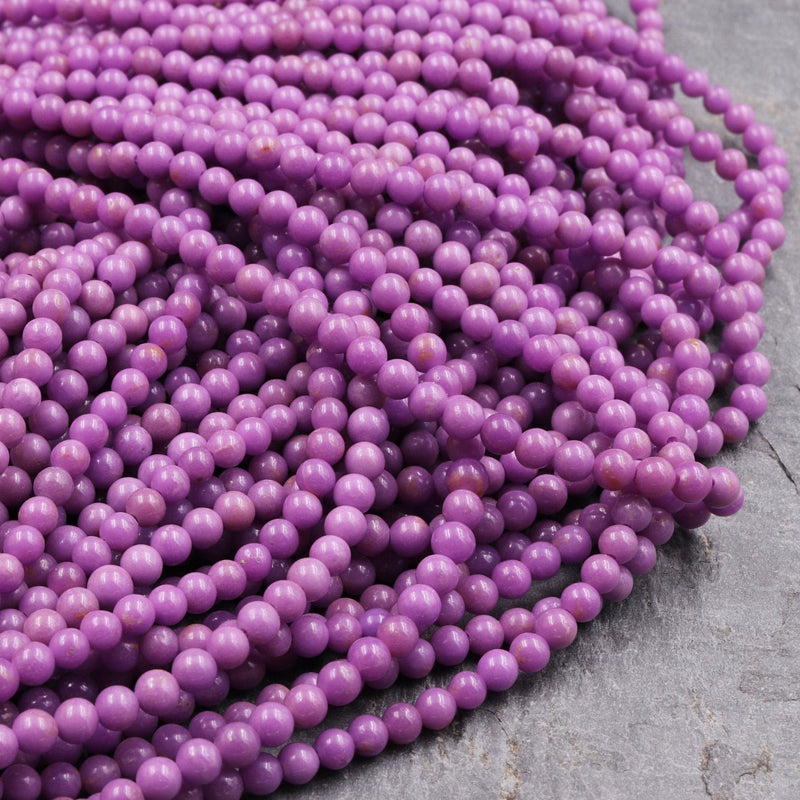 AAA Phosphosiderite Round Beads 3mm Natural Rich Lavender Purple Phosphosiderite High Polish 16" Strand