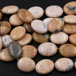 African Brown Beige Opal Beads Highly Polished Smooth Plump Oval 20mm x 25mm Nuggets Neutral Color Beads 16" Strand