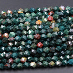 Diamond Star Cut Natural Bloodstone 8mm Beads Superior A Grade Geometric Cut Faceted 8mm Real Genuine Bloodstone Nugget Beads 16" Strand