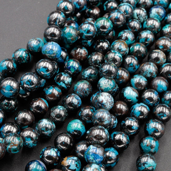 Rare Natural Shattuckite Beads 4mm 6mm Round Blue Chrysocolla Azurite Gemstone From Arizona 16" Strand