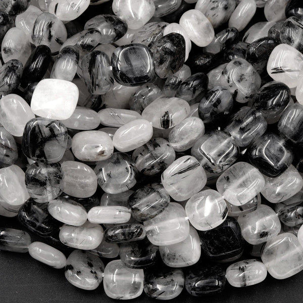 Natural Black Rutail Quartz Round Beads Bracelet 6 Mm 8mm 10 Mm Size  Available Natural Tourmaline in Quartz Bracelet 