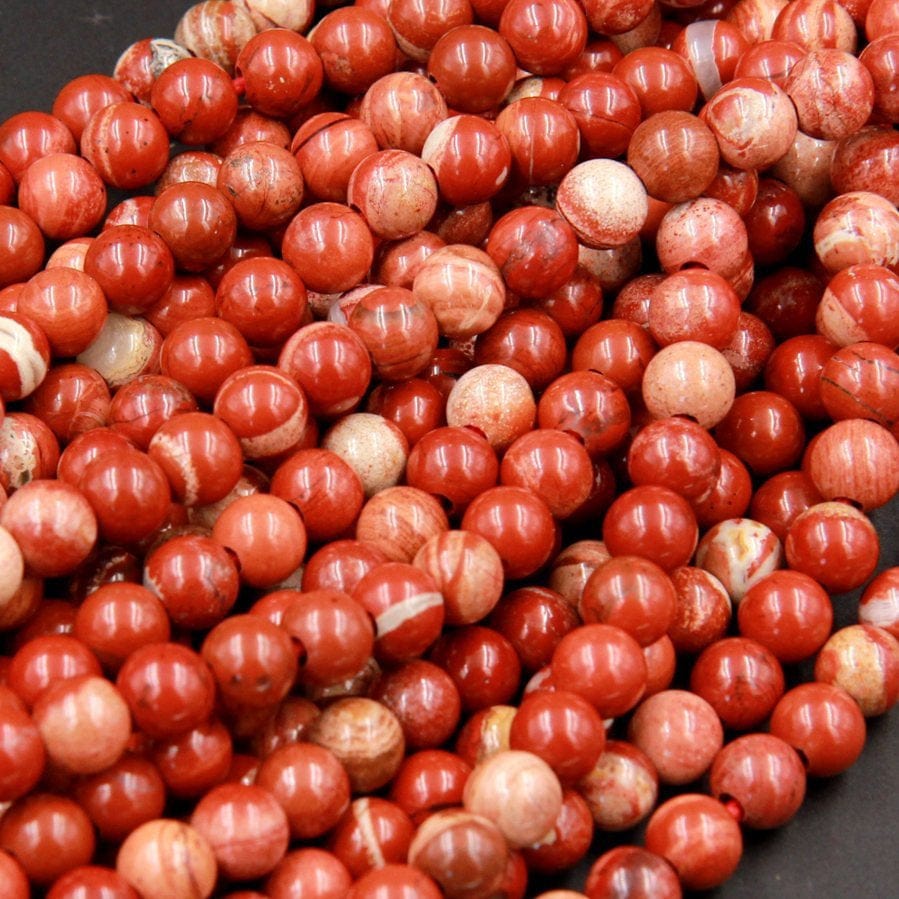 Large Hole Beads Natural Red Jasper 8mm Round Beads 10mm Round Beads Big 2.5mm Hole 8" Strand