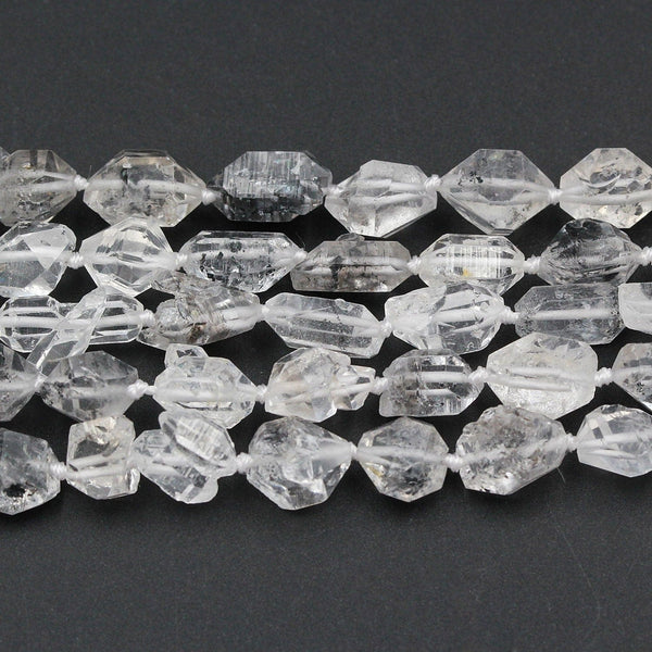 AAA Natural Raw Rough Tibetan Quartz Beads Drilled Double Terminated Points Super Clear Freeform Real Natural Crystal Nugget 16" Strand