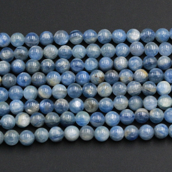 Natural Blue Kyanite 6mm Round Beads 8mm round beads Super Luster Fine Quality Highly Polished 16" Strand