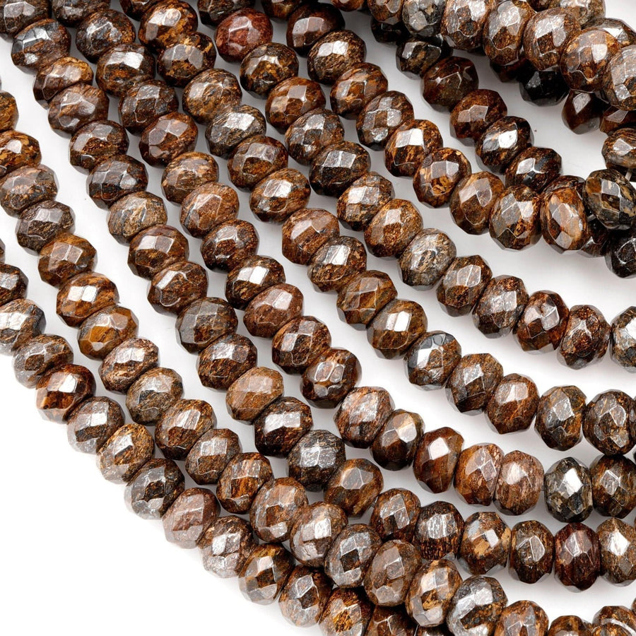 Natural Bronzite Beads Faceted 6mm 8mm Rondelles High Quality A Grade 16" Strand
