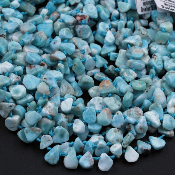 Larimar Teardrop Beads Raw Natural Blue Larimar Freeform Irregular Teardrop Real Larimar Genuine Larimar Blue Teardrop 16" Strand