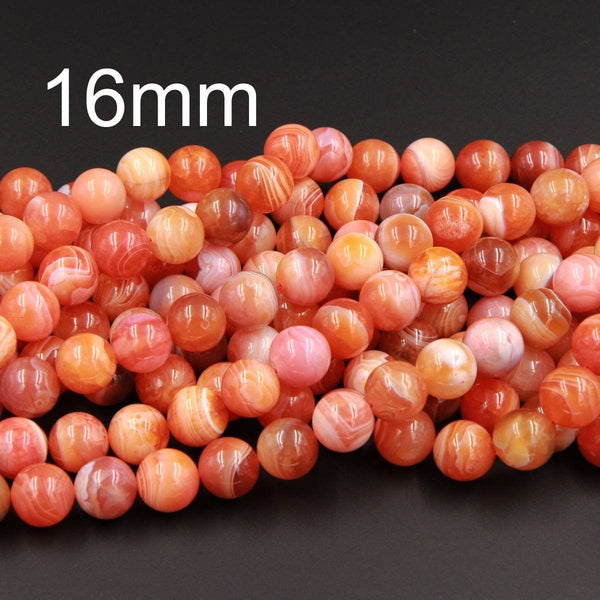 Rare Natural Fiery Orange Red Botswana Agate Round Beads Large 14mm Round beads 16mm Round Beads 16" Strand