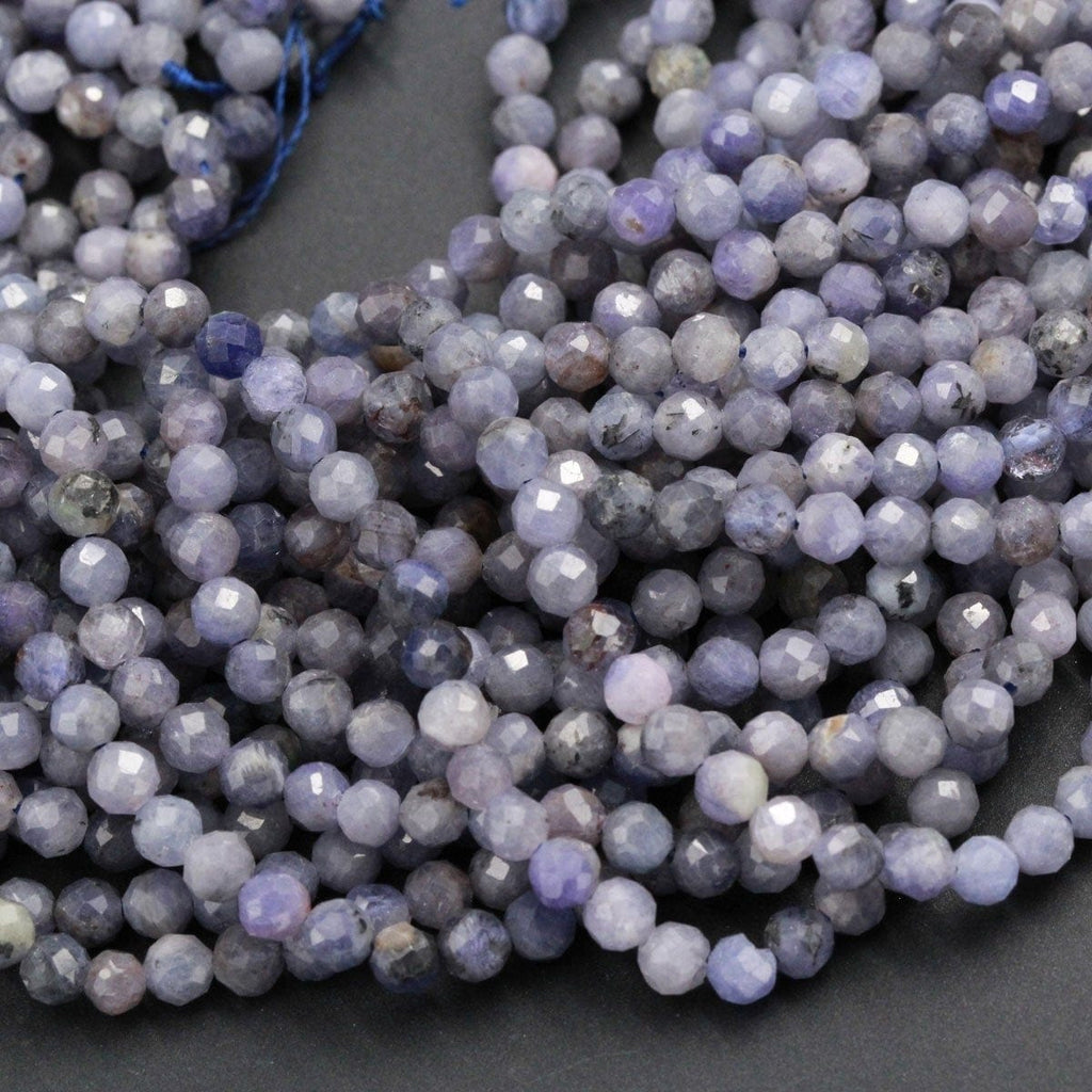 Genuine Real Natural Tanzanite Round Beads 3mm 3.5mm 4mm Faceted Micro Cut Tiny Small Faceted Round Beads Gemstone 16" Strand