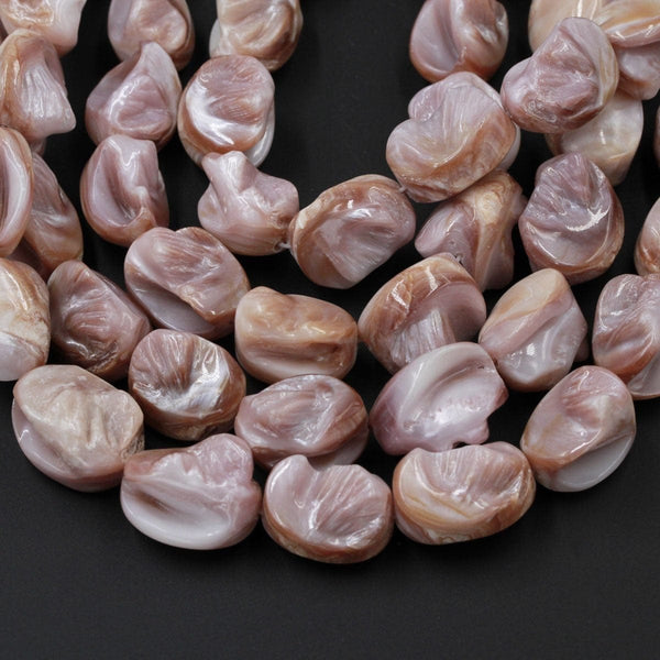 Natural Mauve Pink Shell Beads Rough Raw Organic Nugget Purple Pink Unique Freeform Irregular Chunky Shell Beads 16" Strand