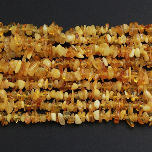 Natural Baltic Amber Beads Honey Golden Yellow Amber Freeform Nugget Long Chip Real Genuine Baltic Amber Irregular Size Polished 16" Strand