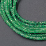 Micro Faceted Natural Green Emerald Gemstone Small Tiny Faceted Rondelle 2mm 3mm 4mm Beads Diamond Cut May Birthstone 14 1/2" Strand
