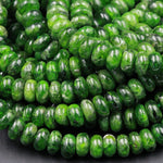 Natural Chrome Diopside 7mm 8mm Beads Smooth Rondelle Real Genuine Green Chrome Diopside Gemstone 16" Strand