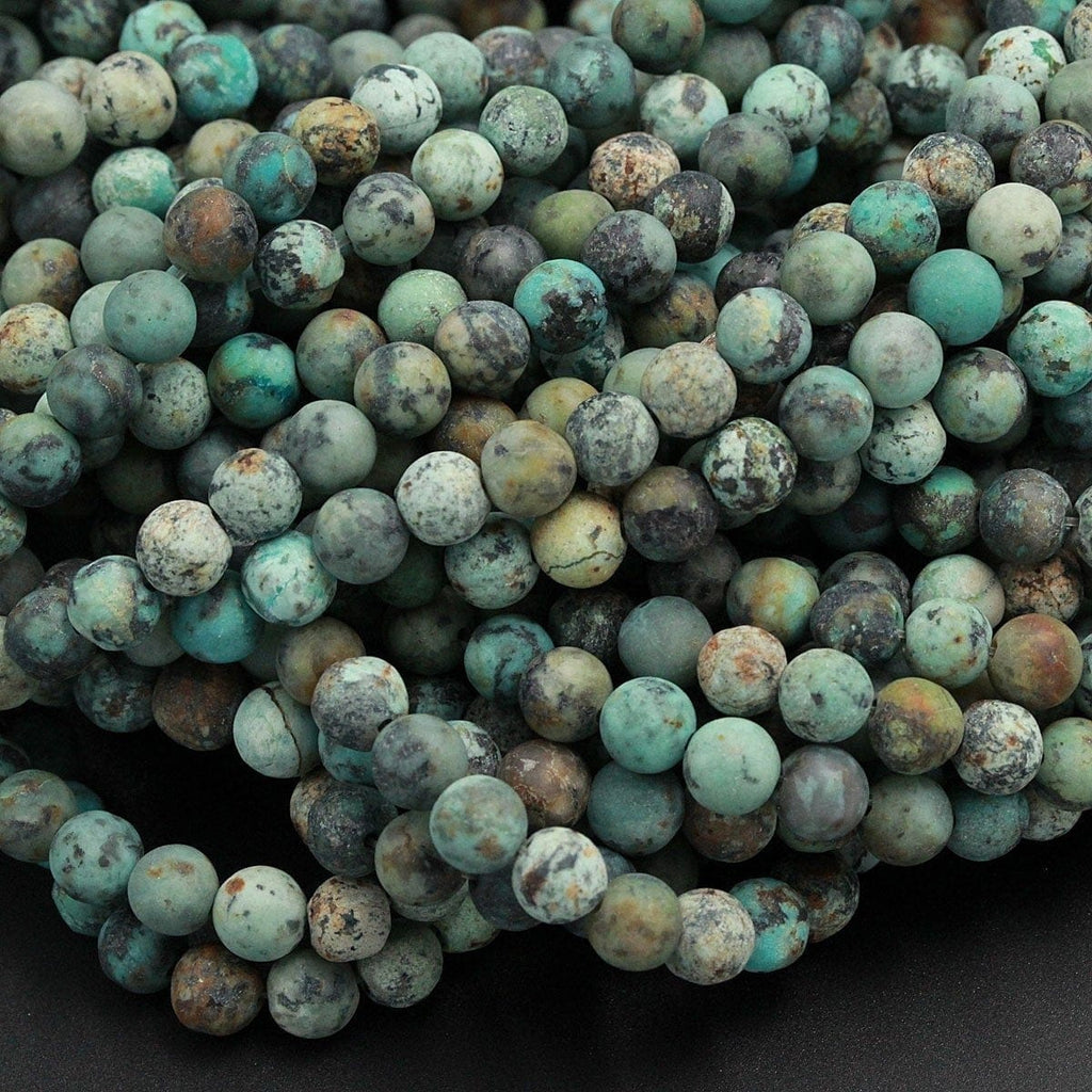 Natural African Turquoise 4mm Matte Round 6mm Matte Round 8mm Matte Round 10mm Matte Round 12mm Round Matte Finish Round Beads  16" Strand