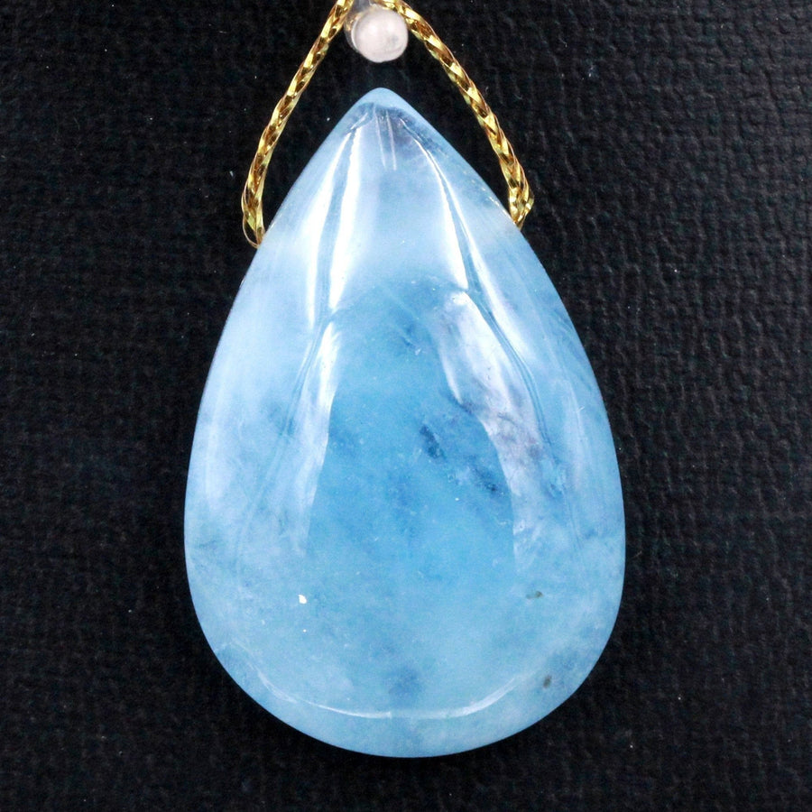 Natural Aquamarine Teardrop Pendant Side Drilled Real Genuine Blue Aquamarine Gemstone Focal Bead