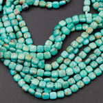 Genuine 100% Natural Turquoise 6mm Square Cushion Beads High Quality Blue Green Gemstone 16" Strand