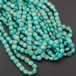 Genuine 100% Natural Turquoise 6mm Square Cushion Beads High Quality Blue Green Gemstone 16" Strand