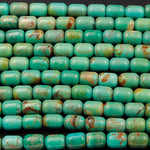 Genuine 100% Natural Turquoise Beads 9x7mm Cylinder Rounded Tube Drum Barrel Real Natural Blue Green Turquoise Beads 16" Strand