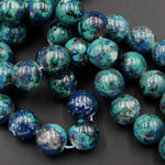 Rare Natural Shattuckite Round 16mm Beads Large Vibrant Blue Green Chrysocolla Azurite Round Gemstone 16" Strand
