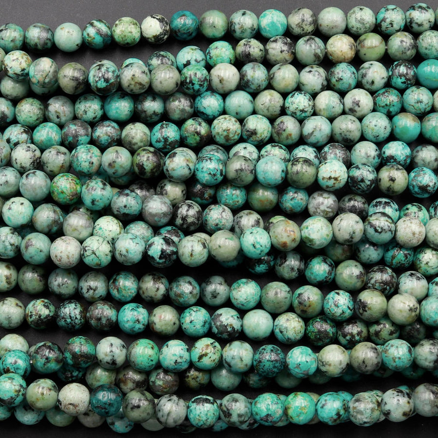 African Turquoise 6mm 8mm Round Beads High Quality AA Grade Natural Turquoise Gemstone Lots of Blues Greens 16" Strand